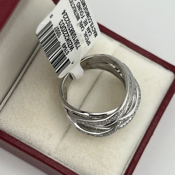 ❤️SOLD❤️ EFFY Diamond Crossover Statement Ring 3/4 ct. t.w.14K White Gold.Size 6 - Picture 7 of 17
